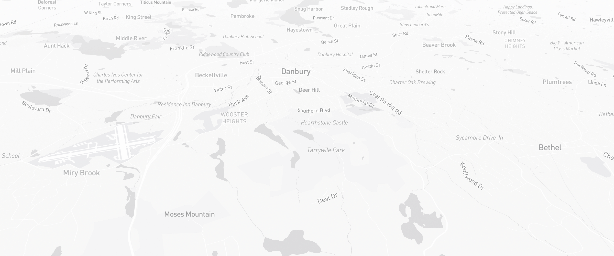Neighborhood map of Danbury, CT — the area served by Life Insurance Agents of Danbury Group